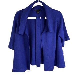 Grace Elements flared merino wool 3/4 sleeve cardigan belt closure Sz L